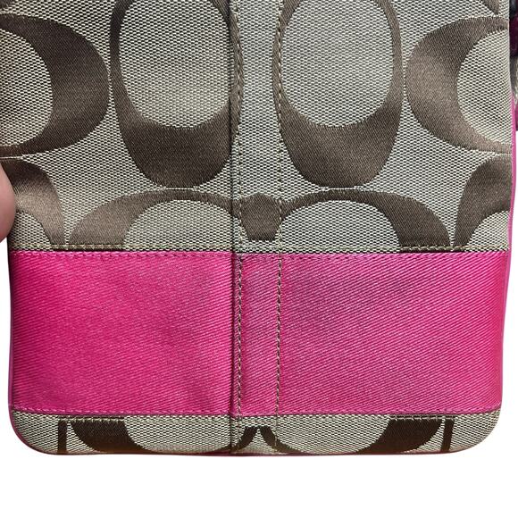 COACH Swing Pack Brown Signature C Logo Shoulder Crossbody Bag Hot Pink Brown - Picture 8 of 8